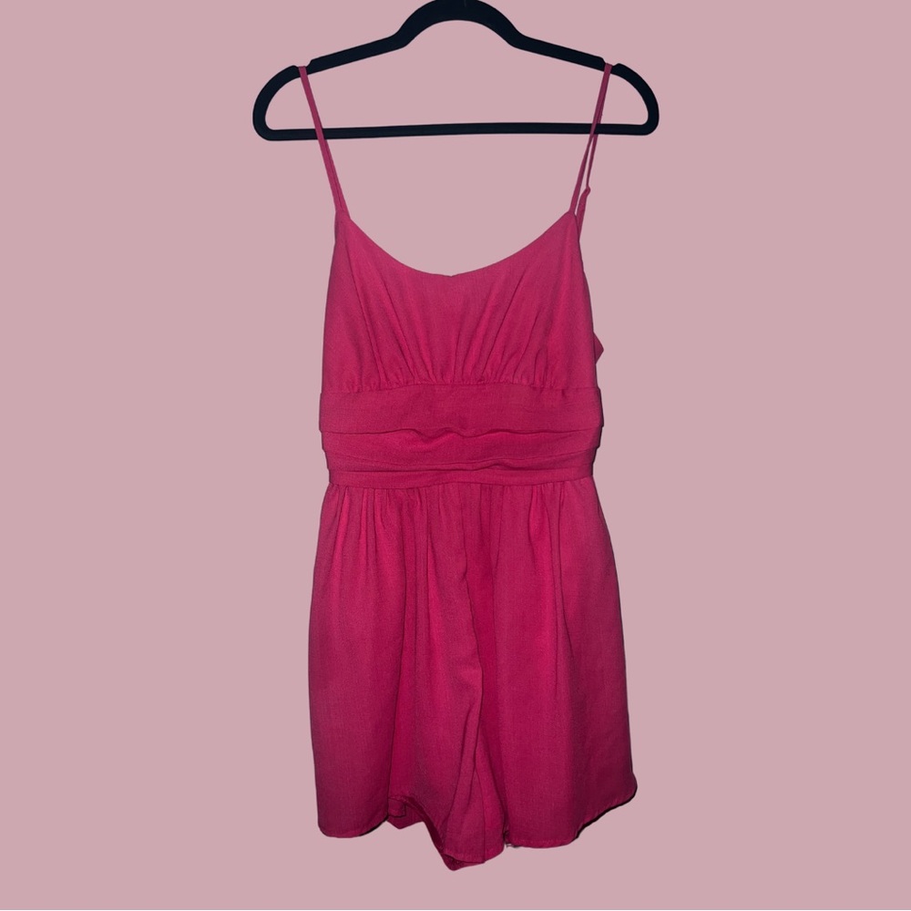 🎀💖 Boutique Malibu Barbie Hot Pink Romper Giant Bow Back Tie 💖🎀